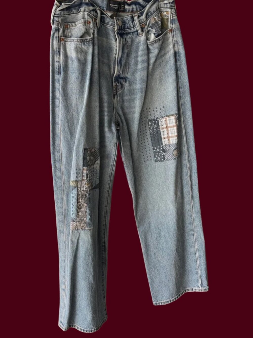 A&F Light Blue Patchwork Unisex Jeans